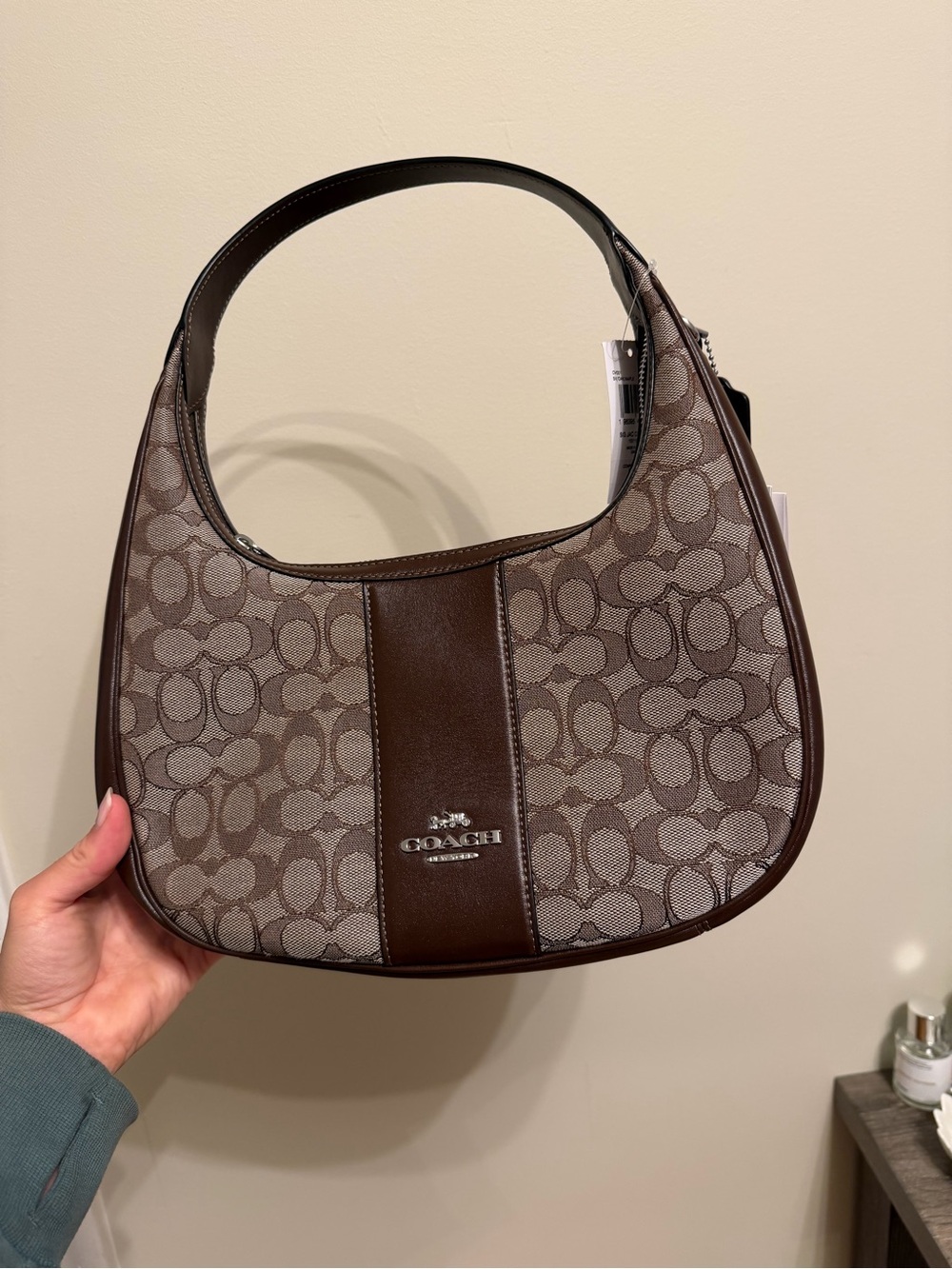 Coach Carmen shoulder bag with Brown Signature Jacquard